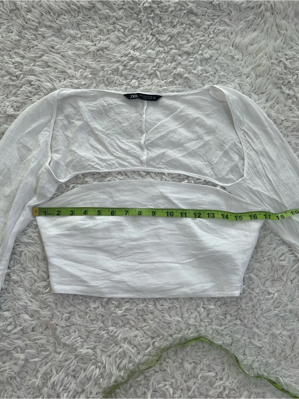 NWOT Zara White Crop Top Long Sleeve Cover Sz Medium BOHO Festival